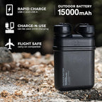 ELECOM NESTOUT 15000mAh Outdoor Power Bank + 2-Panel Solar Panel Charger + Flash-1 LED Flash Light Panel 1000 Lumen - Beige