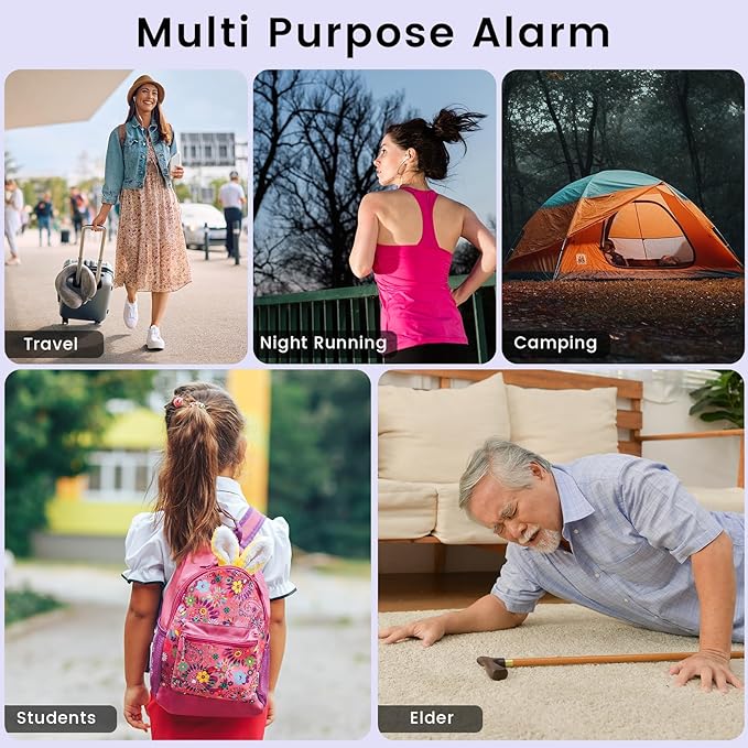 TIPSEAN Personal Safety Alarm - 135dB Ultra Loud Siren with LED Strobe Light, USB-C Rechargeable, Compact Keychain Alarm for Women/Men, Emergency Flashlight & Vibration Alert(Purple)