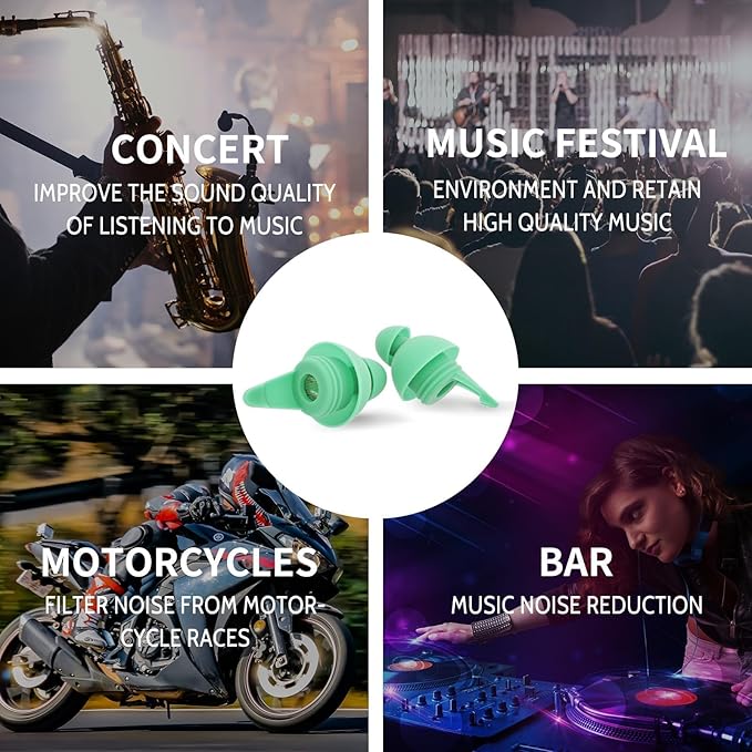 LYSIAN High Fidelity Concert Ear Plugs, 23dB Noise Reduction Musician Earplugs for Concerts, Festivals & Raves, Reusable Soft Earplugs with Aluminum Case, 2 Pairs Aqua