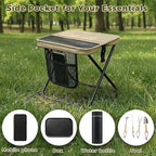 16" Portable Collapsible Stool - Folding Chair with Storage Pouch, Convertible Satchel for Hands-Free Carry & Supports 300Lbs, Ultralight for Hiking, Fishing, Camping, Festivals (Khaki, Large)
