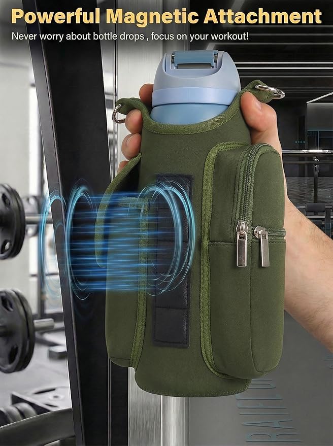 AUPET Magnetic Gym Bag for Men & Women, Small Gym Bag Organizer, Crossbody Magnets Gym Water Bottle Bag Holder Carrier Fits for 18-40oz Owala Yeti Hydro Flask, Workout Pouch for Phone, Keys & Wallet