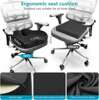 Seat Cushions for Office Chairs & Hip Pain Relief, Extra-Dense Coccyx Cushion with Sciatica Support, Ergonomic Design for Desk Chair, Car, Wheelchair, All-Day Comfort (Black)