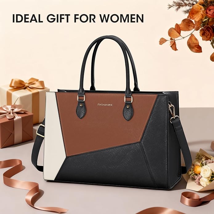 RAINSMORE Laptop Tote Bag for Women 15.6 Inch Large Women Work Bags Waterproof Business Office Teacher Bag Computer Briefcase