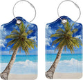 Luggage Tags for Suitcases, 2 Pack Cute PU Leather Suitcase Tag Identifiers TSA Approved with Stainless Steel Loop and Address Card for Baggage Tag for Cruise Airport Travel Essentials by Chelmon