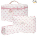 Makeup Bag,Quilted Cosmetic Bags,Large Floral Make Up Organize bag,Makeup Bag Set for Women,Flower Travel Toiletry Bag
