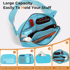 Belt Bag Zipper Fanny Pack Crossbody Bags for Women,Fashion Nylon Waist Packs, Water Repellent Two Way wear with Adjustable Strap Gifts for Teenage Girls Women Men (lake blue)