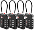 TSA Approved Luggage Lock with Alert Indicator, 4-Digit Resettable Combination, Durable Zinc Alloy Travel Lock for Suitcase, Backpack, Toolbox, Locker, All-Purpose, keyless – Black (4 Pack)