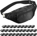 30PCS Crossbody Fanny Pack Bulk,Large Capacity Waist Bag with 4-Zipper Pockets Adjustable Strap Fanny Packs Waterproof Oxford Cloth Travel Belt Bag for Outdoor Shopping Travel Men Women,Black