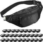 30PCS Crossbody Fanny Pack Bulk,Large Capacity Waist Bag with 4-Zipper Pockets Adjustable Strap Fanny Packs Waterproof Oxford Cloth Travel Belt Bag for Outdoor Shopping Travel Men Women,Black