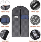 Univivi Suit Bags for Closet Storage and Travel, 40 Inch Hanging Garment Bags for Men Suit Cover with Clear Window and ID Card Holder for Suit Jacket, Shirt and Coat, 5 Pack, Black