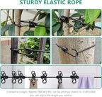 Travel Clothesline,Retractable Clothesline,Travel with Retractable Portable Clothesline (Including 2 Compressible Towels) 12 clothespins, Suitable for Indoor and Outdoor, Outdoor Camping use (Black)