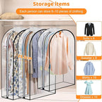 Dntorx 4 Pack Full Clear Garment Bags with Side Zipper, 40&60" Clothes Covers with 10" Gusset, Transparent Hanging Suit & Coat Covers for Closet Storage, Jackets, Dresses, Windbreakers