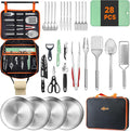 Gaialoop Portable Camping Cooking Utensils Set, Camp Kitchen Set with Organizer Bag, RV Essentials Outdoor Cooking Utensil Kit for Travel, Picnics, Camping, BBQs, Parties