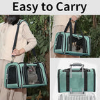Soft-Sided Cat/Dog/Pet Carrier, Collapsible Pets Travel Carriers for Big Cats/Small Dogs with Shoulder Strap & Removable Mat, Mesh Puppy Carry Bag, Up to 25 Lbs (Turquoise)