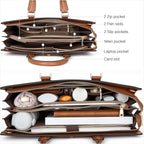 BOSTANTEN Leather Laptop Briefcase for Women Shoulder Bag 15.6 Inch Business Computer Work Tote