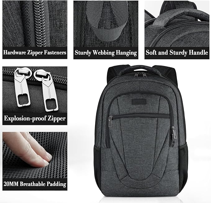 BIKROD Travel Laptop Backpack, 17 Inch Extra Large School Backpacks for Teen Boys and Girls, Black Water Resistant Women Back Pack, Business Men Sturdy Computer Bag