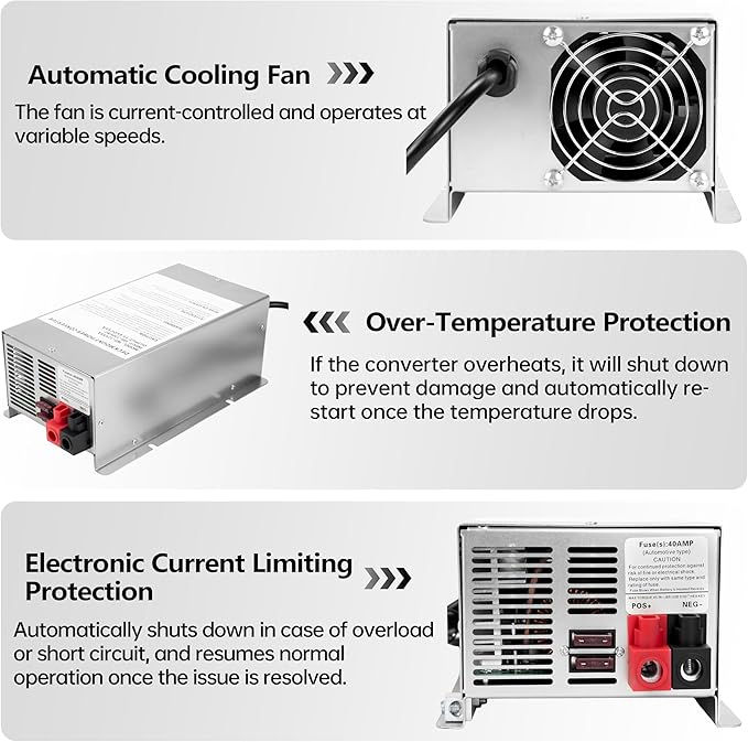 𝐔𝐩𝐠𝐫𝐚𝐝𝐞 WF-9865-AD 65 Amp RV Power Converter Charger, Replace for RV Camper WF-9800 Series, WF-9865, WF-9865-AD, for Lead-Acid/Lithium Battery Three-Stage Charge Rv Converter 65 Amp