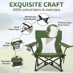 HaSteeL Folding Beach Chair Set of 2, Foldable Green Camping Chairs for Outside, Low Beach Chair Portable for Adults Fishing, Picnic, Outdoor BBQ, Travel, Sports, Cup Holder & Storage Bag