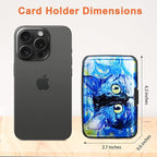 Mayski Credit Card Holder, RFID Blocking, Aluminum Alloy Hard Case, Small Mini Business Metal Wallet for Women Men, Blue Cat
