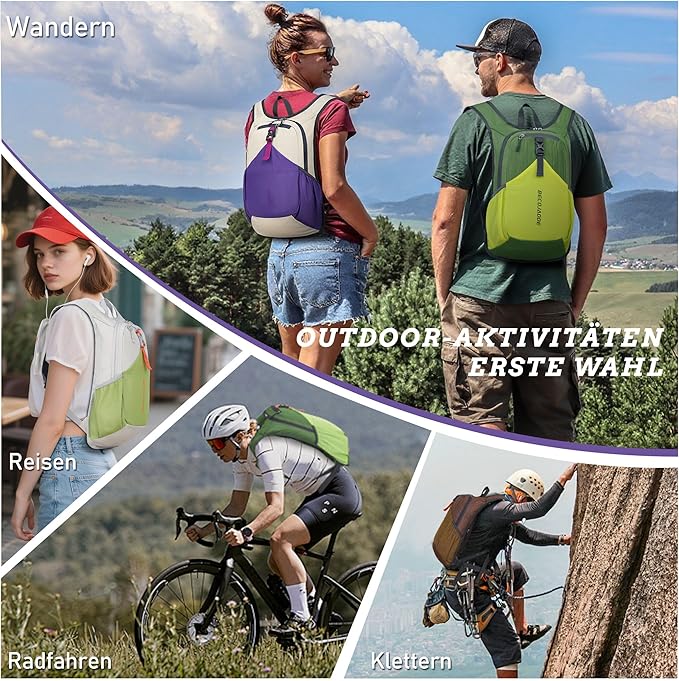 BECOJADDE 20L Small Hiking Backpack for Men Women Foldable Packable Back Pack Ultralight Hiking Daypack for Travel Camping Outdoor, Turquoise