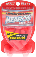Hearos Radical Protection Foam Ear Plugs, Hearing Protection, NRR 33, 12 Pair, Orange (5801)