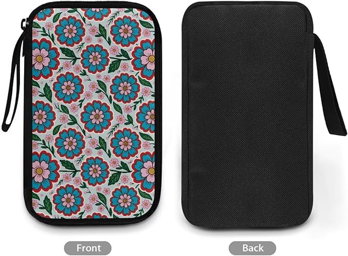 Blue Flowers Electronics Case Portable Electronic Accessories Carry Case Tech Pouch for Cable Cord Charger Phone Earphone Power Bank SD Card Travel Use