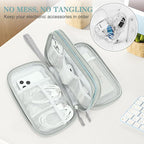 FYY Electronic Organizer, Travel Cable Organizer Bag Pouch Electronic Accessories Carry Case Portable Waterproof Double Layers Storage Bag for Cable, Charger, Phone, Earphone, Medium Size, Mint Green