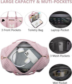 Women Weekender Travel Duffle Bag: Initial Duffel Overnight Bags with Shoe Compartment Large Carry on Tote with Toiletry Bag Weekend Traveling Yoga Gym Hospital Bag for Women with Wet Pocket Letter M