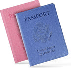 2 Pack Vaccine Card Holder,Passport And Vaccine Card Holder Combo-Baby Blue&Pink