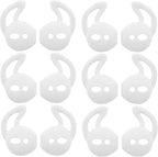 JNSA 6 Pairs Silicone Ear Tips Compatible with Air Pods 1&2,Silicone Soft Anti-Slip Sport Earbud Tips, Anti-Drop Ear Hook Gel Headphones Earphones Accessories Tips (White 6 Pairs)