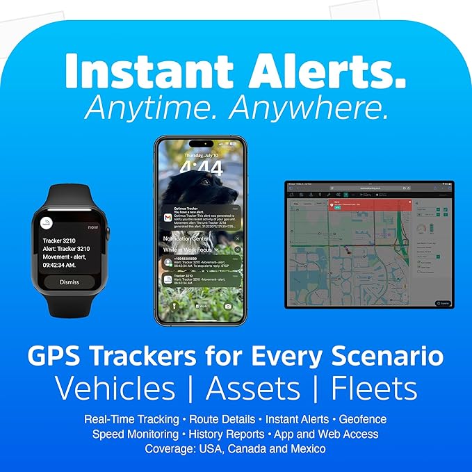 Optimus Plug-in GPS Tracker for Cars - Easy Installation - Harsh Driving Alerts - Reporting History and More - Extension Cable Included