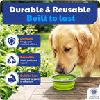 American Kennel Club 2-Pack Collapsible Travel Bowls for Dogs – Gray/Green, Portable Food & Water Bowls