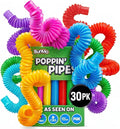 BUNMO Pop Tubes - Sensory Toys - Fidget Toys - Imaginative Play & Stimulating Creative Learning - Hours of Fun for Kids - Tons of Ways to Play - Non-Mouthable Toy 3+ - 30 Pack Large