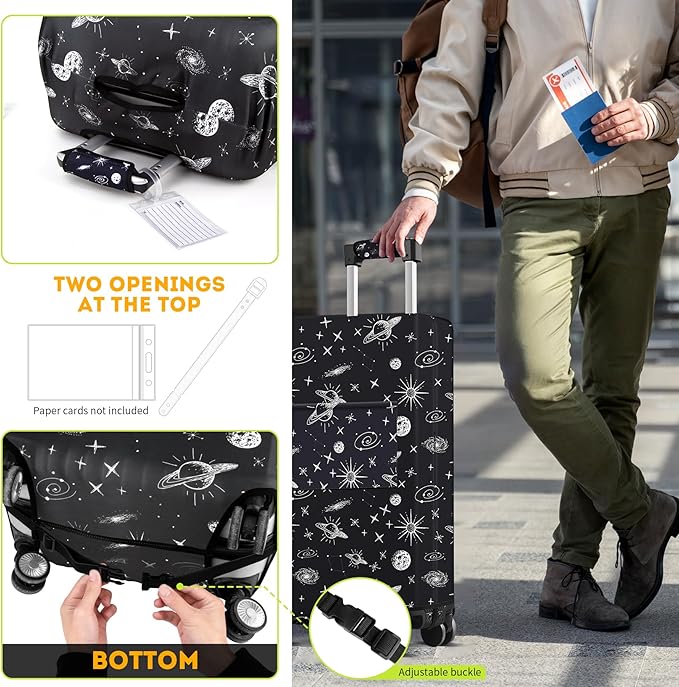 bvya Luggage Suitcase Covers for Luggage, Elastic Luggage Cover Protector Scratch Resistant Travel Essentials Suitcase Cover Fits 18 inch Luggage with Luggage Handle Cover and Luggage Tag