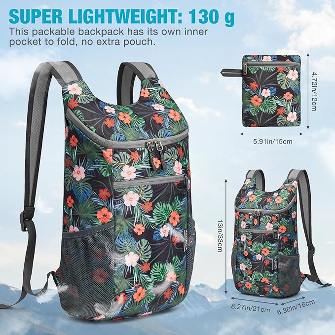 G4Free Lightweight Packable Hiking Backpack for Men Women Small Hiking Daypacks Foldable Shoulder Pack Casual Outdoor Bag