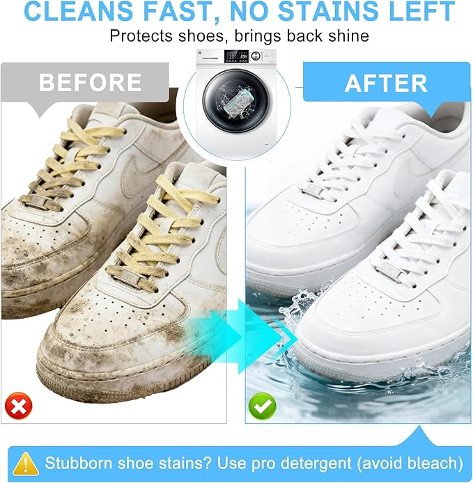 vorona Shoe Washing Machine Bag, 2PCS Reusable Shoe Bag for Washing Machine, 360° Deep Clean, Includes 4 Shoe Storage Dust Bags & 2 Drying Racks, XXL Laundry Shoe Bag for Sneakers Tennis Shoes, Grey