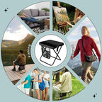 16" Portable Collapsible Stool - Folding Chair with Storage Pouch, Convertible Satchel for Hands-Free Carry & Supports 300Lbs, Ultralight for Hiking, Fishing, Camping, Festivals (Black, Large)