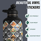 DYSANKY National Parks Water Bottle – 64 oz Insulated Stainless Steel Bottle with 63 Hand-Drawn Park Stickers, Carrier Bag, Strap & Gift Box – BPA-Free – Ideal for Hiking, Camping & Travel