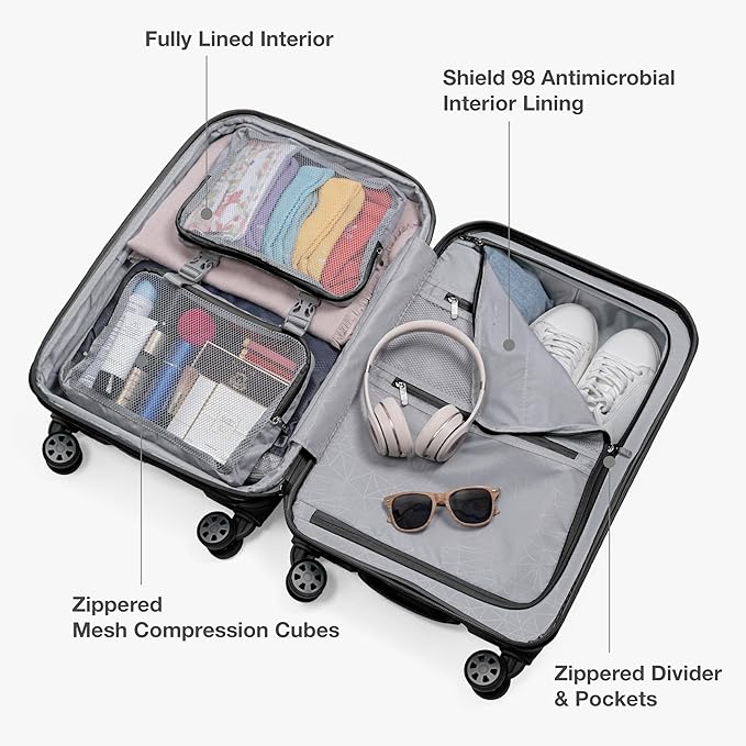 Traveler's Choice Pagosa Hardshell Expandable Luggage with Spinner Wheels, Black, 26-Inch Medium