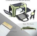 Soft Sided Carrier for Small Medium Cats Dogs ,Removable Pad Collapsible Travel Pet Carrier Large Green