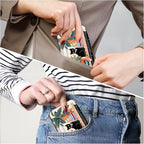 Credit Card Holder, Mini Aluminum Card Wallet RFID Blocking Slim Metal Hard Card Case for Women Men, Cat on Closet