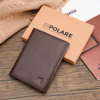 Polare Napa Leather Pilot Wallet Passport Holder RFID Blocking Tri-fold Travel Cover Document Organizer for Aviation Professionals (Coffee with AirTag Slot)