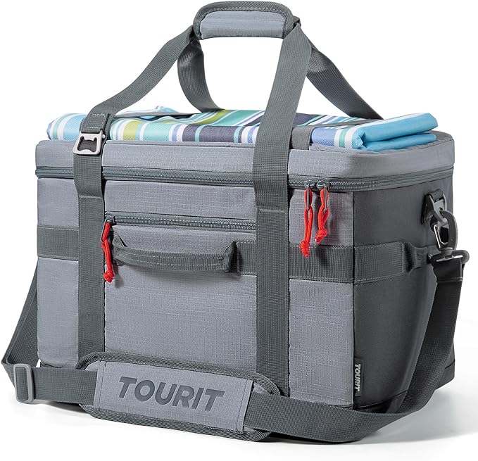 TOURIT Soft Sided Cooler Bag Insulated 30/48/60 Cans, Large Collapsible & Leakproof Ice Chest for Picnic, Beach, Camping, Travel