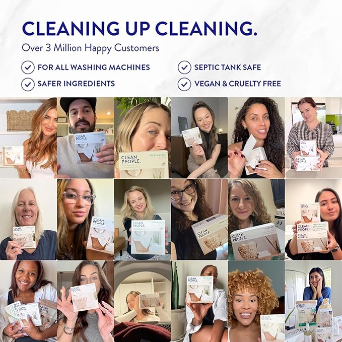 The Clean People Laundry Detergent Sheets - Laundry Soap - Ultra Concentrated, Recyclable Packaging, Stain Fighting - Peppermint, 96 Pack