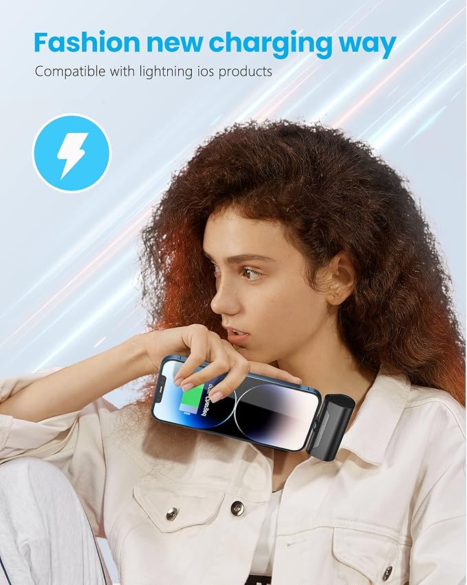 Small Portable Charger for iPhone 4800mAh Power Bank Ultra-Compact 15W Mini Battery Pack Battery Bank Charger Compatible with iPhone 14 Pro/13/12/11/8/iPad Air/Mini/Pro/AirPods Pro I/II(Black)