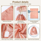 Ewen Pack of 12 Satin Drawstring Dustbags with Blank Tags, Dustproof Packing Pouch Set in Small Medium Large for Travel Essentials, Pink Orange Silk Bag for Handbags Clothes Purse Organization Storage