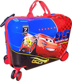Fast Forward Ride-On 18" Suitcase For Kids/Tow-Along Toddler Carry-On Luggage With Wheels (Cars II)