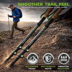 Trekology 3K Carbon Fiber Trekking Poles (210g) - Pair of Ultralight Hiking Poles with Cork Grips, Collapsible Telescopic Walking Sticks, Metal Flip-Locks & 10pc All-Terrain Accessory Kit