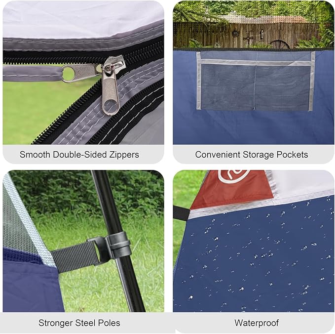 CAMPROS CP Camping Tent 2/4/6 Person, Waterproof Windproof Double Layer Dome Tent, Easy Setup with Large Mesh Windows & Wide Door for Outdoor Camping Backyard