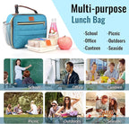 Genteen Lunch Box for Men Women Adults Kids - Insulated LunchBox Reusable, Zip Closure & Buckle Handle, Portable Cooler for Work, School, Travel (Light Green)